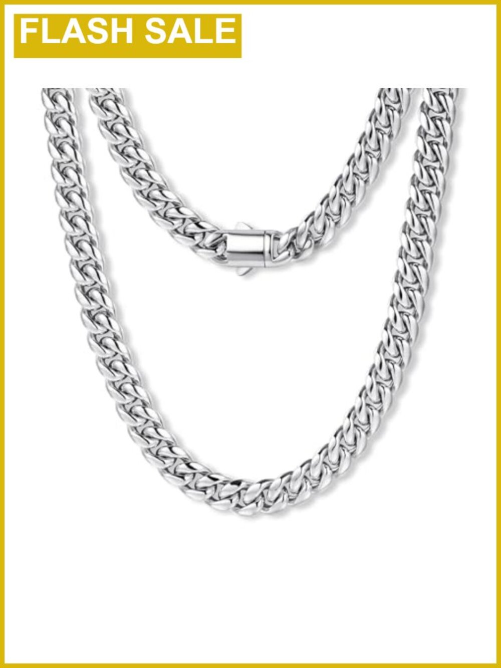 Men's Cuban Link Chain Necklace Stainless Steel 22 Inch Box Clasp Hip Hop